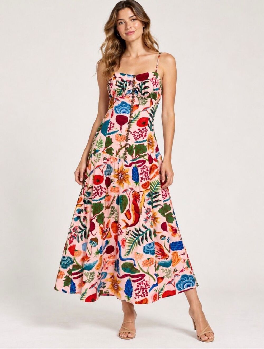 Farm Rio Farm Print Linen Blend Maxi Dress XL